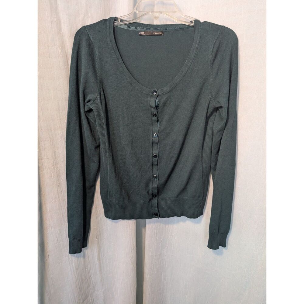 Maurices Forest Green Scoop Neck Knit Cardigan Sweater